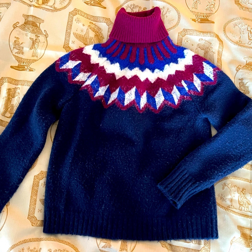 J CREW Bold Geometric Fair Isle Sweater, S